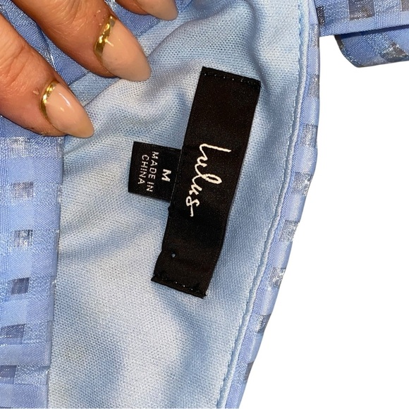 Lulus Forever Darling Blue Gingham Burnout Tie-Strap Mini Dress - Picture 6 of 15